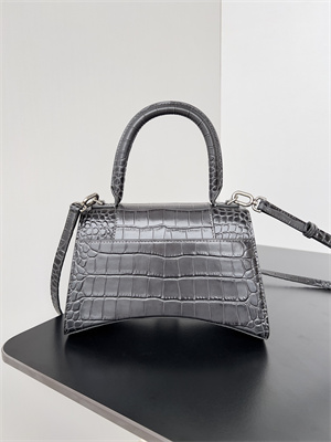 Women’s Hourglass Small Handbag Crocodile Embossed In Smoky Grey