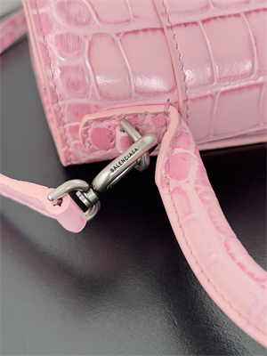 Women’s Hourglass XS Handbag Crocodile Embossed In Paris Pink-Silver