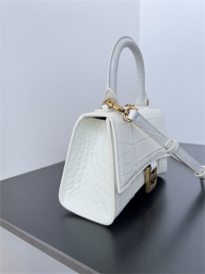 Women’s Hourglass XS Handbag Crocodile Embossed In White-Gold