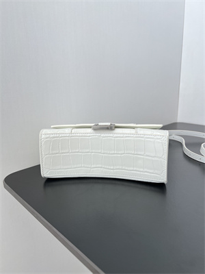 Women’s Hourglass XS Handbag Crocodile Embossed In White-Silver