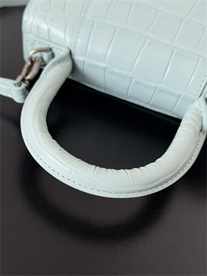 Women’s Hourglass XS Handbag Crocodile Embossed In Mint Blue-Silver