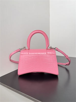 Women’s Hourglass XS Handbag Crocodile Embossed In Pink-Silver