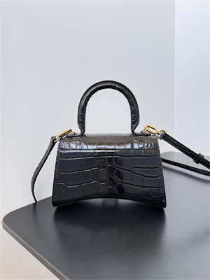 Women’s Hourglass XS Handbag Crocodile Embossed In Black-Gold