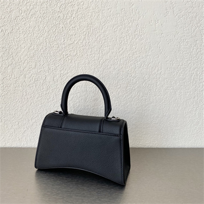 Women’s Hourglass XS Handbag Grained Calfskin In Black-Silver