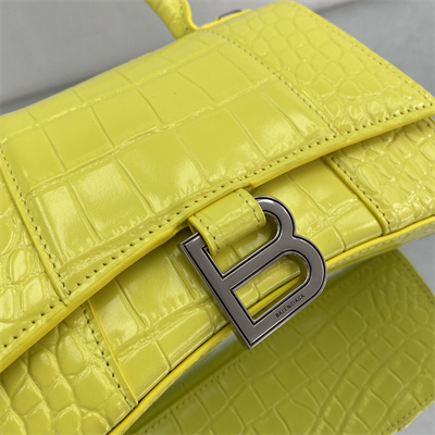 Women’s Hourglass XS Handbag Crocodile Embossed In Yellow-Silver