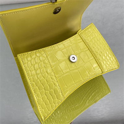 Women’s Hourglass XS Handbag Crocodile Embossed In Yellow-Silver