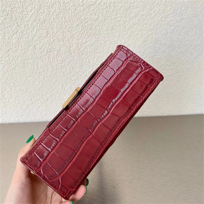 Women’s Hourglass XS Handbag Crocodile Embossed In Burgundy-Gold