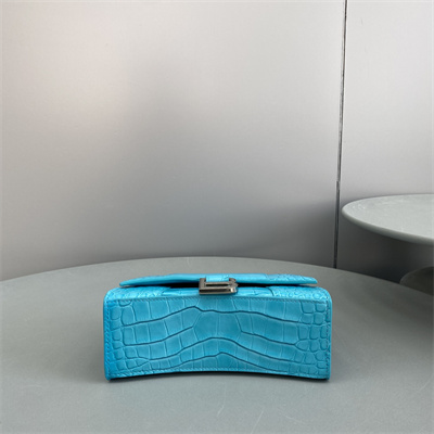 Women’s Hourglass XS Handbag Crocodile Embossed In Blue-Silver