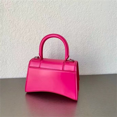 Women’s Hourglass XS Handbag Shiny Box Calfskin In Fuchsia-Silver