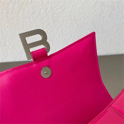 Women’s Hourglass XS Handbag Shiny Box Calfskin In Fuchsia-Silver