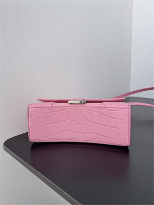 Women’s Hourglass XS Handbag Crocodile Embossed In Peach Pink-Silver