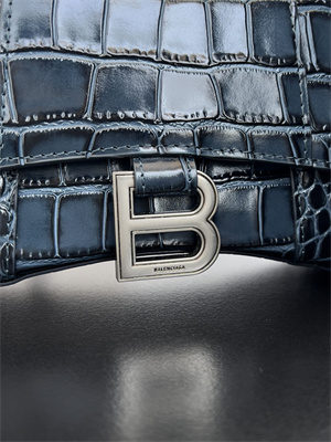 Women’s Hourglass XS Handbag Crocodile Embossed In Navy-Silver