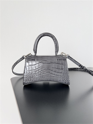 Women’s Hourglass XS Handbag Crocodile Embossed In Smoky Grey-Silver