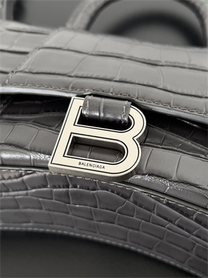 Women’s Hourglass XS Handbag Crocodile Embossed In Smoky Grey-Silver