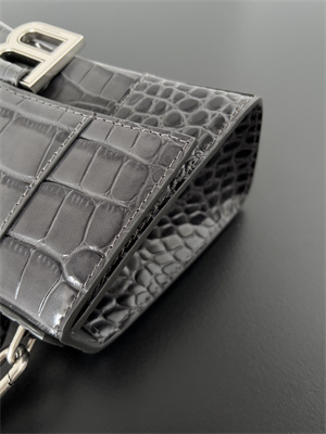 Women’s Hourglass XS Handbag Crocodile Embossed In Smoky Grey-Silver