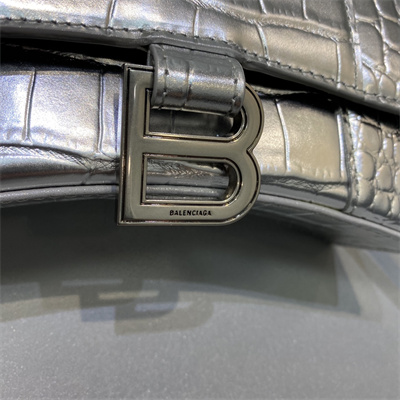 Women’s Hourglass XS Handbag Crocodile Embossed In Silver