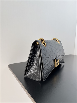 Women’s CRUSH Small Chain Bag Crocodile Embossed In Black