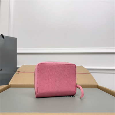 Le Cagole Compact Zippy Wallet In Goatskin Pink Color