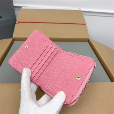 Le Cagole Compact Zippy Wallet In Goatskin Pink Color