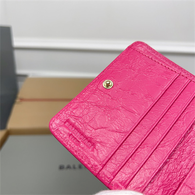 Le Cagole Compact Zippy Wallet In Arena Lambskin Fuchsia Color