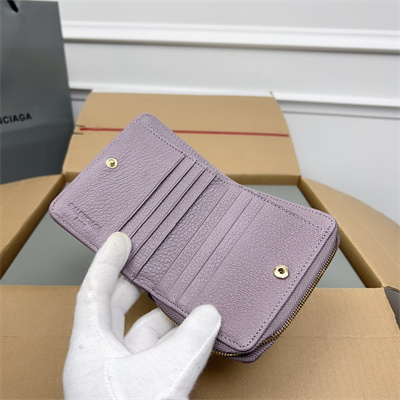 Le Cagole Compact Zippy Wallet In Goatskin Lt Violet Color
