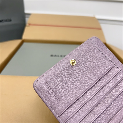 Le Cagole Compact Zippy Wallet In Goatskin Lt Violet Color