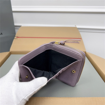 Le Cagole Compact Zippy Wallet In Goatskin Lt Violet Color