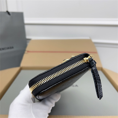 Le Cagole Continental Zippy Wallet In Arena Lambskin Black Color