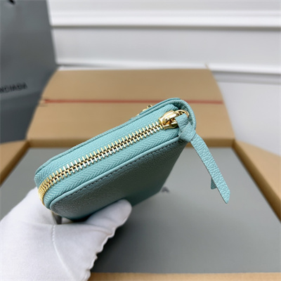 Le Cagole Continental Zippy Wallet In Goatskin Aqua Green Color