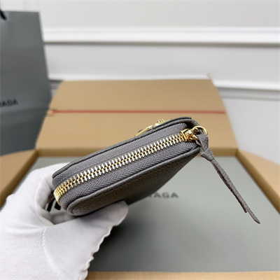 Le Cagole Continental Zippy Wallet In Goatskin Grey Color