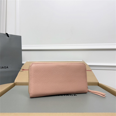 Le Cagole Continental Zippy Wallet In Goatskin Rose Pink Color