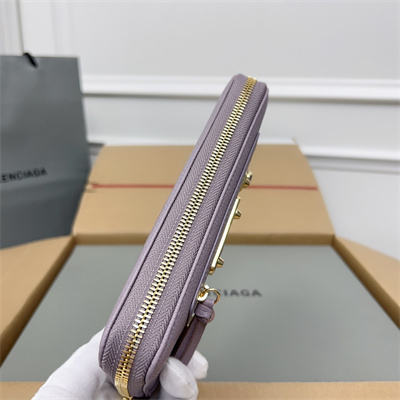 Le Cagole Continental Zippy Wallet In Goatskin Lt Violet Color