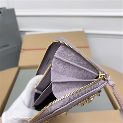 Le Cagole Continental Zippy Wallet In Goatskin Lt Violet Color