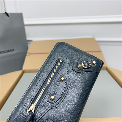 Le Cagole Continental Zippy Wallet In Arena Lambskin Dk Grey Color