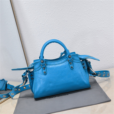 Women’s NEO Cagole XS Handbag In Arena Lambskin Aqua Blue Color