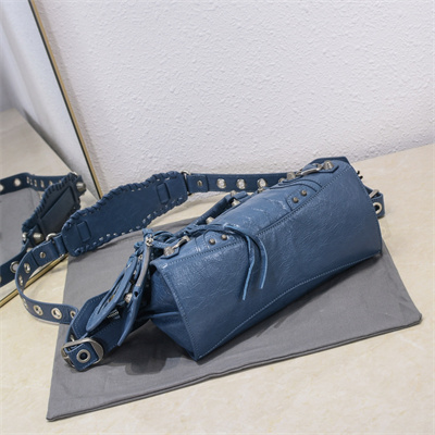 Women’s NEO Cagole XS Handbag In Arena Lambskin Grey Blue Color