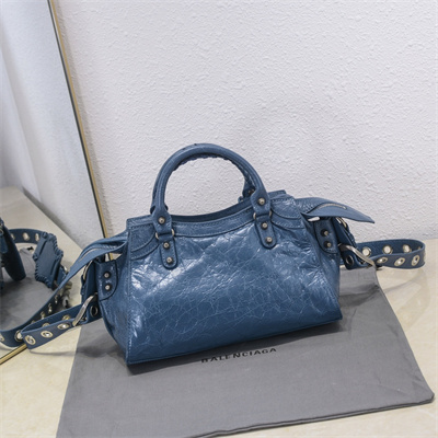 Women’s NEO Cagole XS Handbag In Arena Lambskin Grey Blue Color