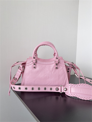 Women’s NEO Cagole XS Handbag In Arena Lambskin Rose Pink Color