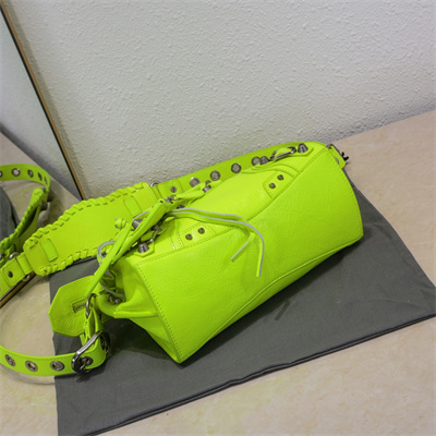 Women’s NEO Cagole XS Handbag In Arena Lambskin Fluorescent Green Color