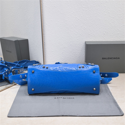 Women’s NEO Cagole City Small Handbag In Arena Lambskin Electric Blue Color