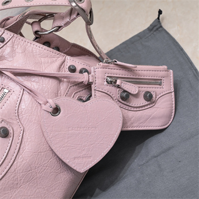 Women’s NEO Cagole City Small Handbag In Arena Lambskin Lt Pink Color