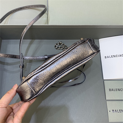 Women’s Le Cagole Mini Bag With Chain In Metallized Arena Lambskin Silver Color