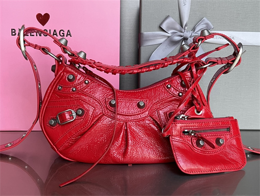 Women’s Le Cagole XS Shoulder Bag In Arena Lambskin Red Color