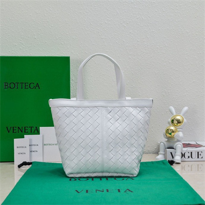 BV Small Flip Flap Tote Bag In Lambskin Leather White Color