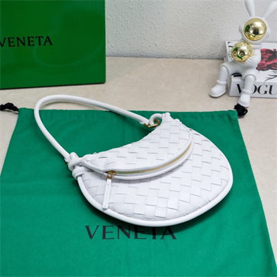 BV Small Gemelli Shoulder Bag In Lambskin Leather White Color