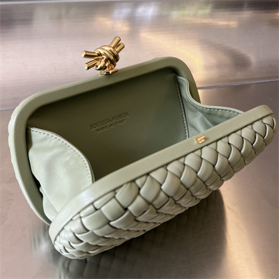 BV Knot Clutch In Lambskin Leather Travertine Color