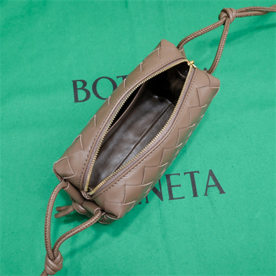 BV Mini Loop Camera Bag In Lambskin Leather Taupe Grey Color