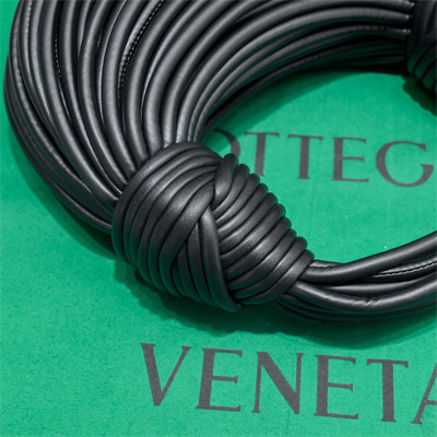 BV Mini Tubular Double Knot Bag In Lambskin Leather Black Color