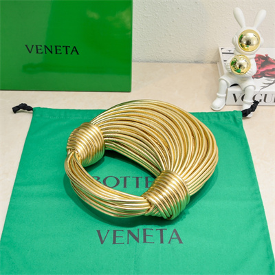 BV Mini Tubular Double Knot Bag In Lambskin Leather Gold Color