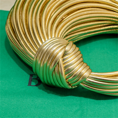 BV Mini Tubular Double Knot Bag In Lambskin Leather Gold Color